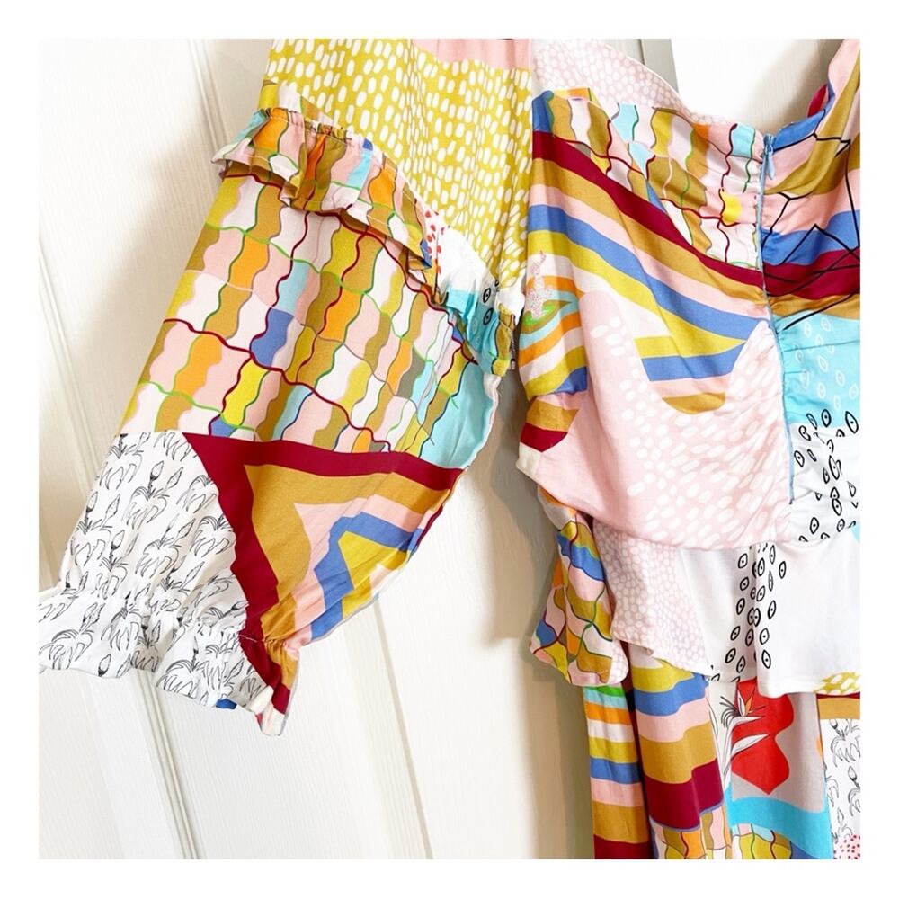 Anthropologie x Asha Eleven Soma Portals Colorful Geo Print Maxi Dress NWT Sz L - Picture 6 of 12